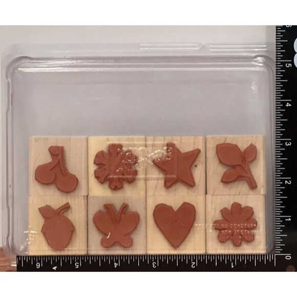 2006 STAMPIN UP ALL THROUGH THE YEAR Wood Mounted Rubber Stamp set of 8 SEASONAL - Picture 3 of 5